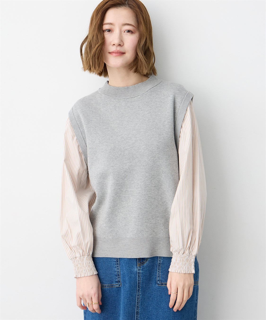 Petit Honfleur ストライプドッキングニットプルオーバー【ウォッシャブル】_variation_1