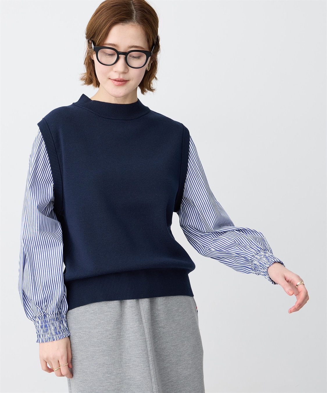 Petit Honfleur ストライプドッキングニットプルオーバー【ウォッシャブル】_variation_2