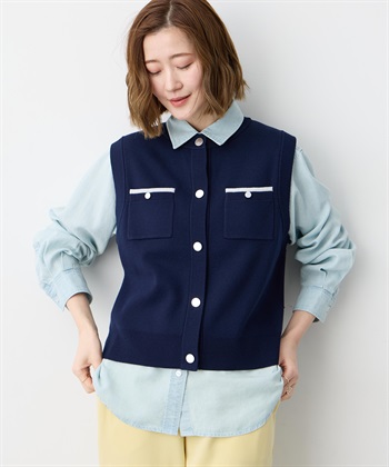 胸ポケットニットベスト