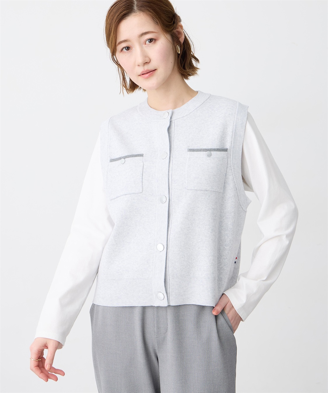 Petit Honfleur 胸ポケットニットベスト【ウォッシャブル】_variation_1