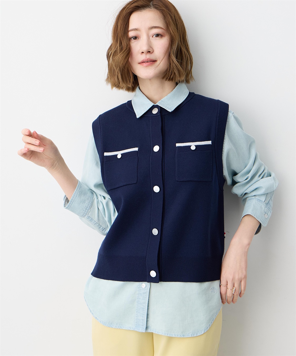 Petit Honfleur 胸ポケットニットベスト【ウォッシャブル】_variation_2