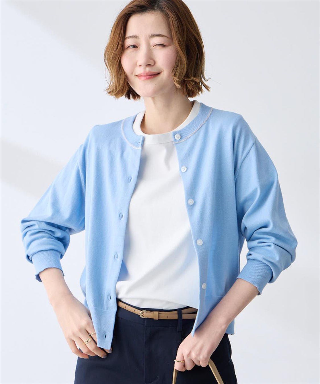 Petit Honfleur ファンクションクルーネックカーディガン【接触冷感・UVカット・ウォッシャブル】_main