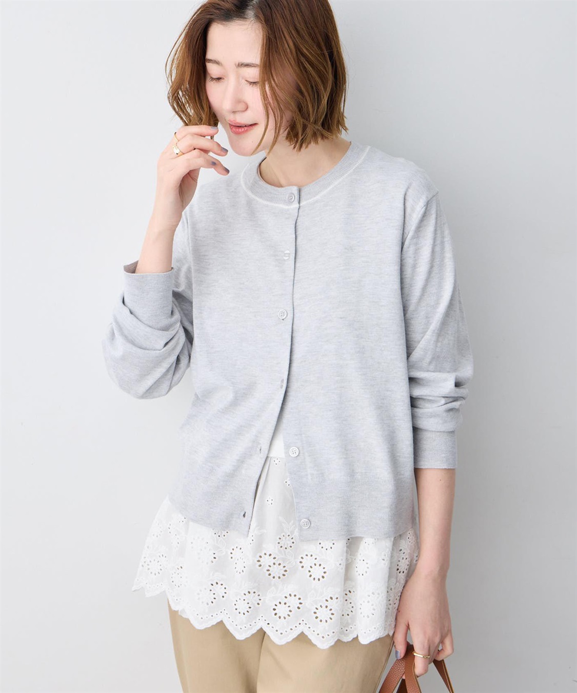 Petit Honfleur ファンクションクルーネックカーディガン【接触冷感・UVカット・ウォッシャブル】_variation_1