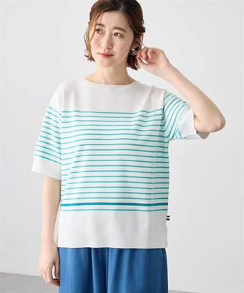 Petit Honfleur ハーフスリーブニットボーダープルオーバー【UVカット・接触冷感】_variationthumb_1