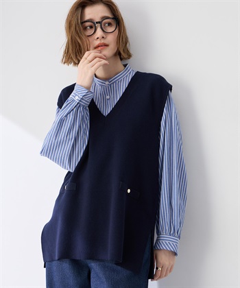 Petit Honfleur Vネックニットベスト【ウォッシャブル】_variationthumb_2