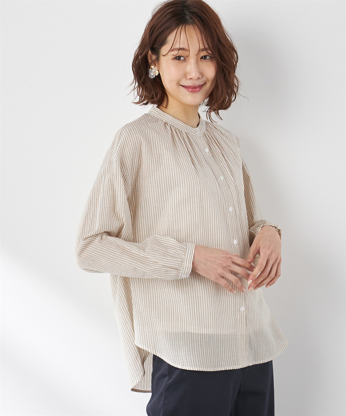 Petit Honfleur コットンジャガードストライプブラウス_variation_1