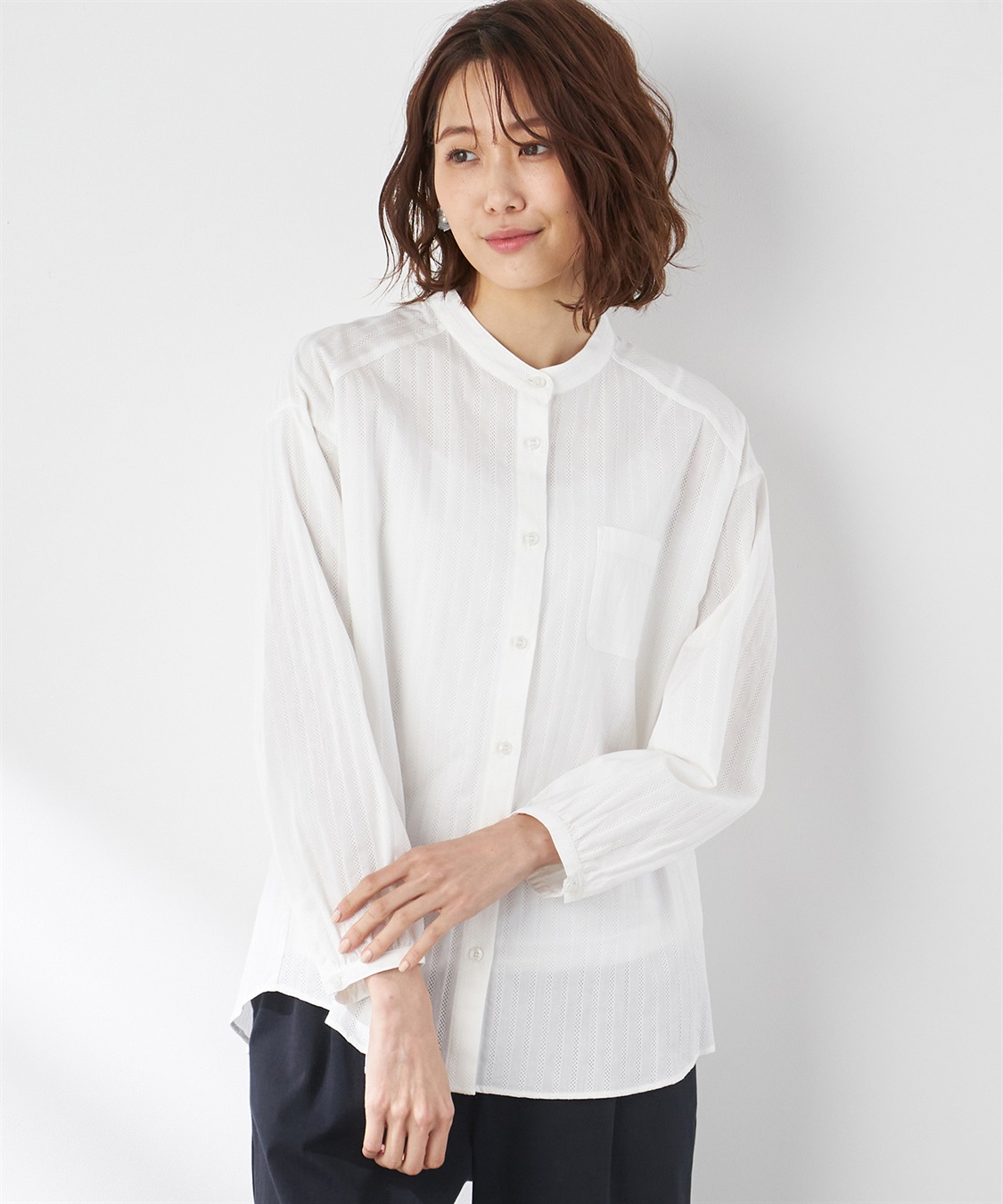 Petit Honfleur ドビーストライプブラウス_variation_1