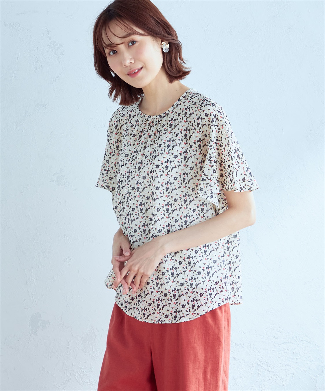 Petit Honfleur フレアスリーブプリントブラウス_main