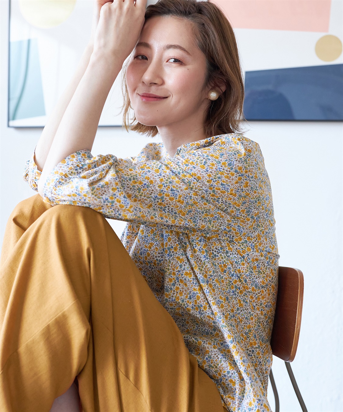 Petit Honfleur リバティプリント前ボタンブラウス_main