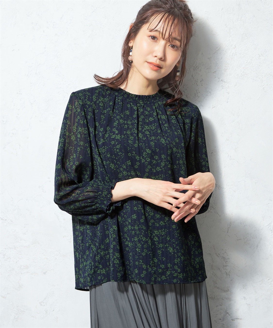 Petit Honfleur ジャガードストライプブラウス_main