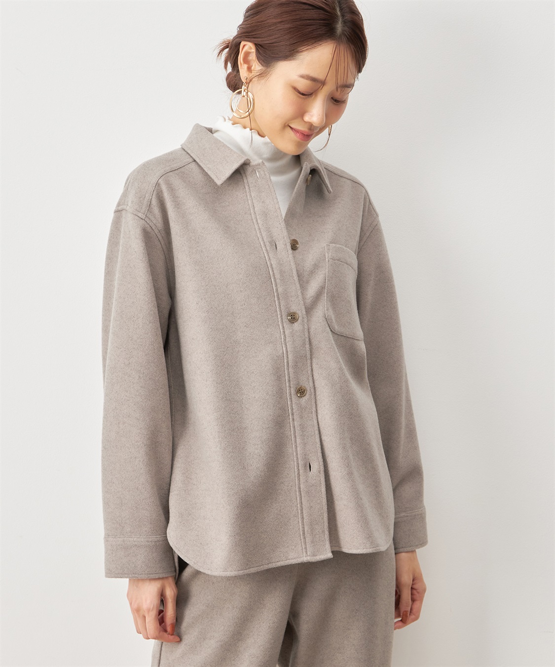 Petit Honfleur フェイクウールシャツジャケット_main