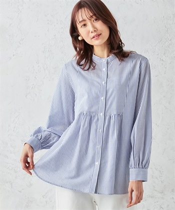 Petit Honfleur ストライプギャザー切替ブラウス_variationthumb_2