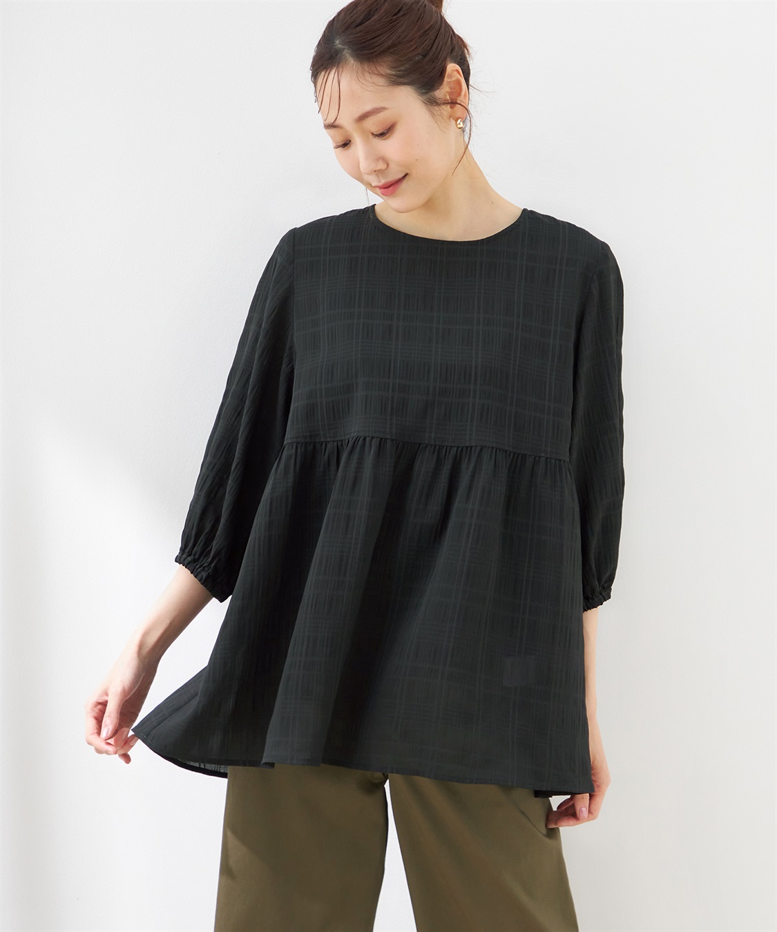 ウエスト切替ブラウス Petit Honfleur｜クロスプラス公式通販サイト