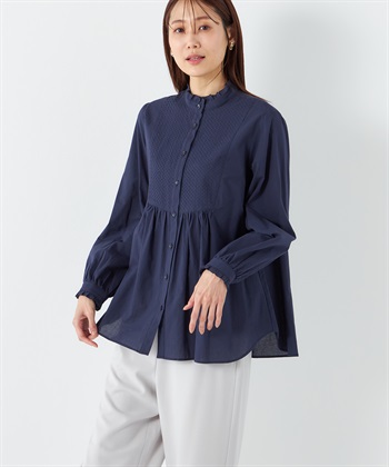 ヨーク刺しゅうブラウス(ネイビー-9号)