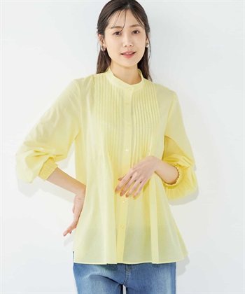 ピンタックブラウス(イエロー-9号)