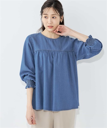 Petit Honfleur ティアードデニムブラウス_variationthumb_1