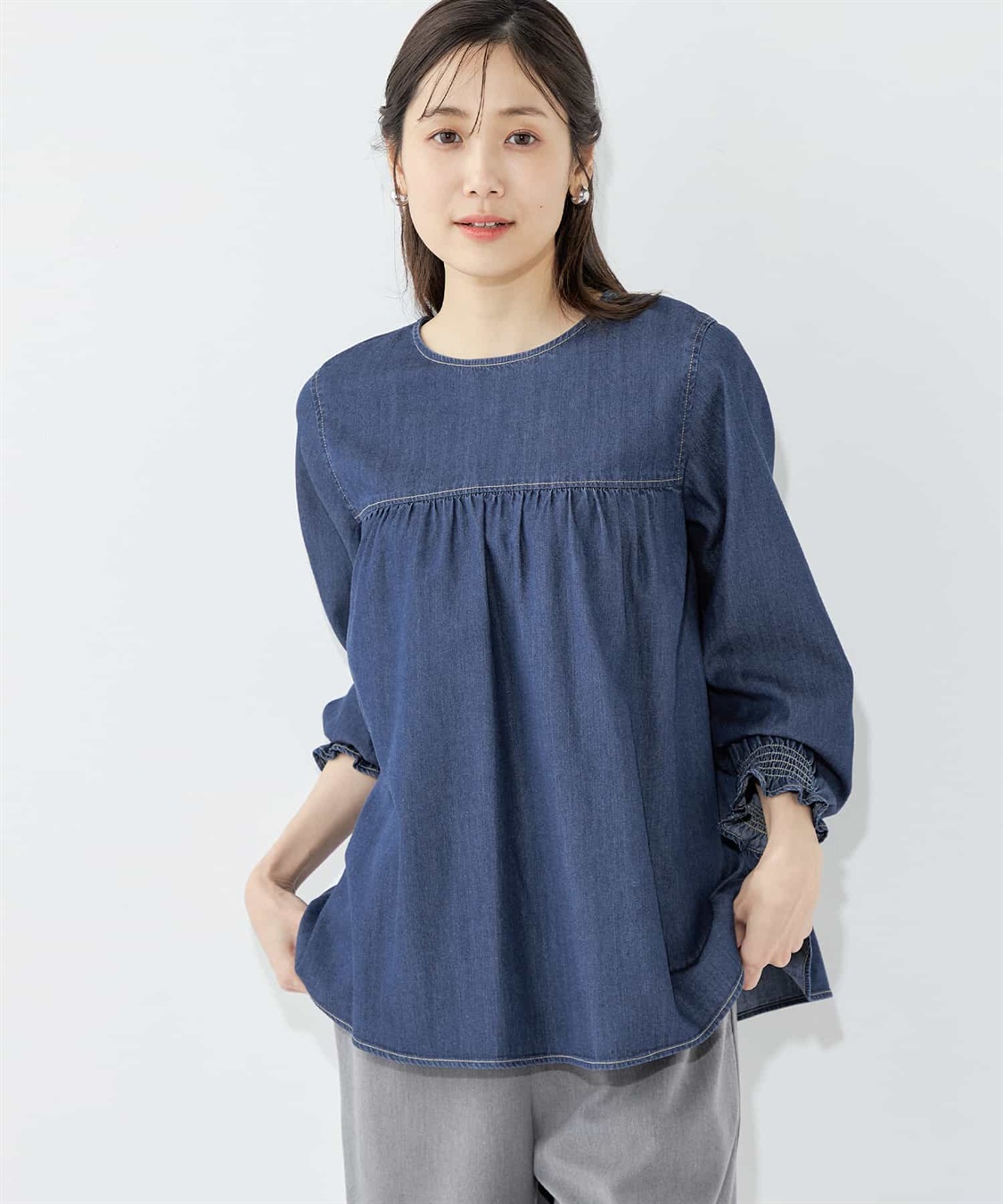 Petit Honfleur ティアードデニムブラウス_variation_2