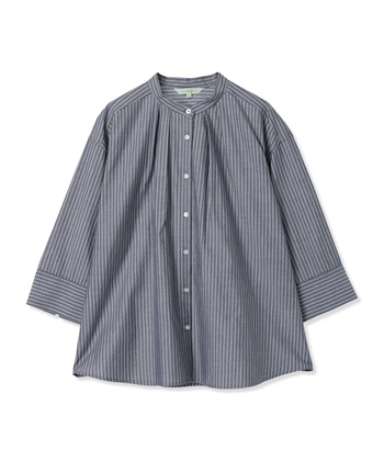 ストライプバンドカラーシャツ(ネイビー-9号)