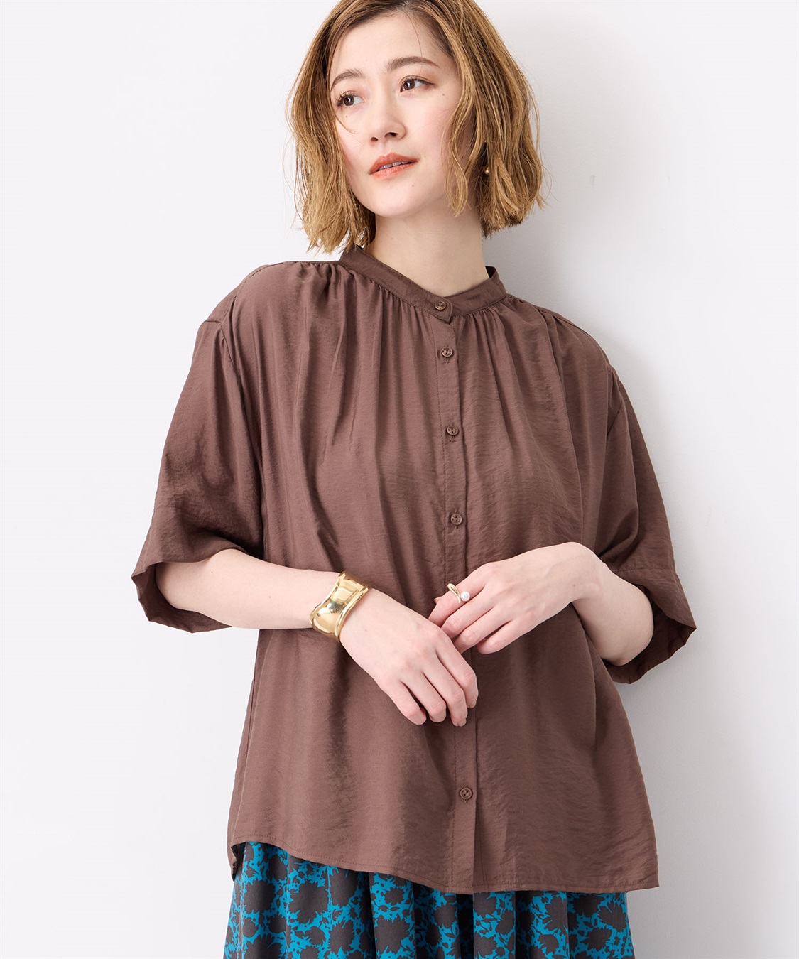 【プチ　オンフルール】プチ オンフルール Petit Honfleur バンドカラーブラウス クーポン】【セール 30%OFF】プチ オンフルール Petit Honfleur