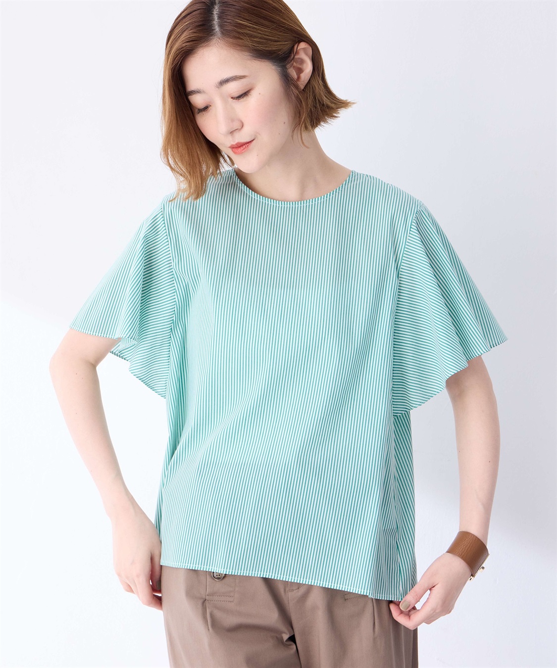 Petit Honfleur ストライプフレアスリーブブラウス_variation_1