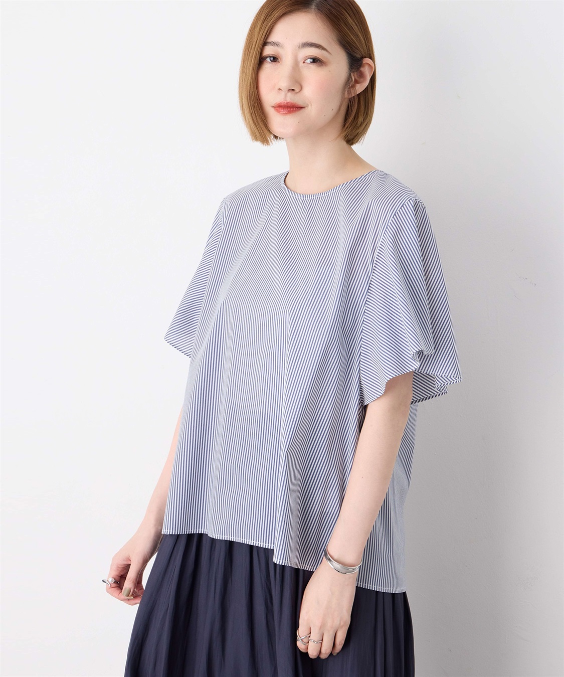 Petit Honfleur ストライプフレアスリーブブラウス_variation_2