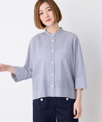 ストライプドルマンスリーブシャツ(ネイビー-9号)