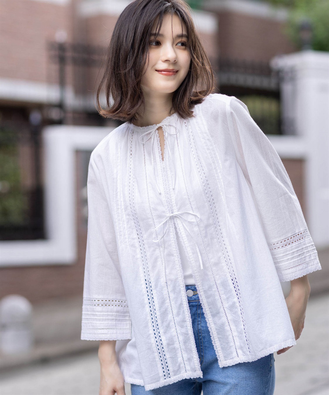 Petit Honfleur レース羽織りブラウス_main