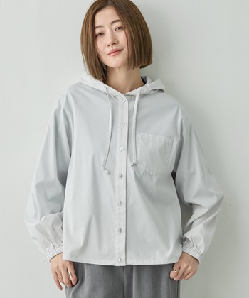 フード付きドロストシャツ(グレー-9号)