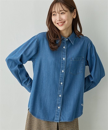 襟付きデニムシャツ(ブルー-9号)
