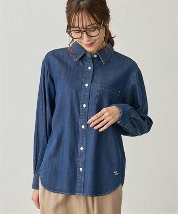 襟付きデニムシャツ(ネイビー-9号)