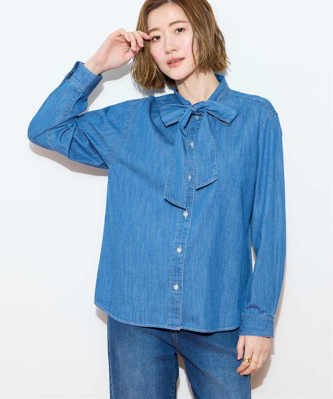 Petit Honfleur デニムボウタイブラウス_variation_1