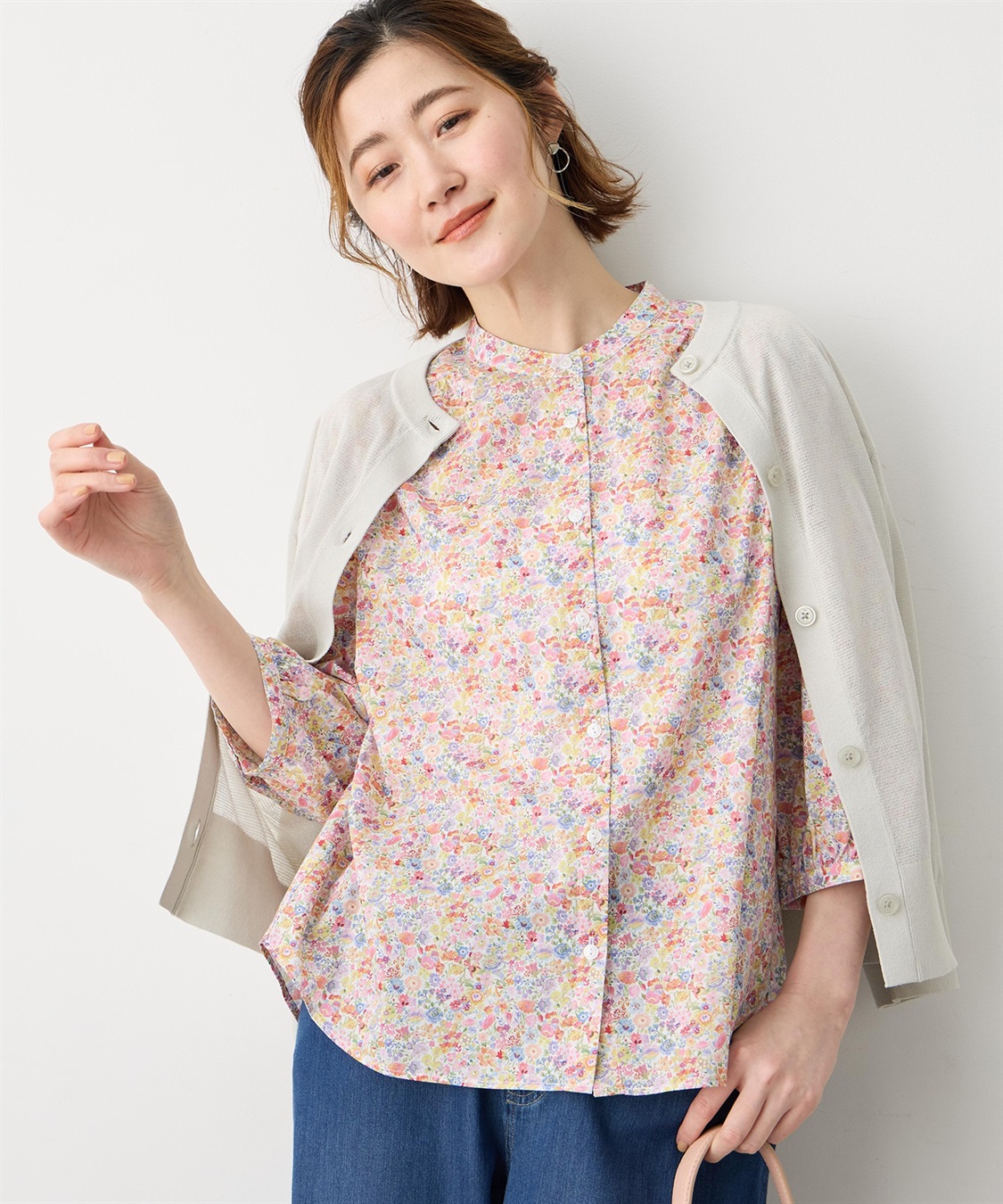 Petit Honfleur 【Liberty】リバティプリントスタンドカラーシャツ_variation_1