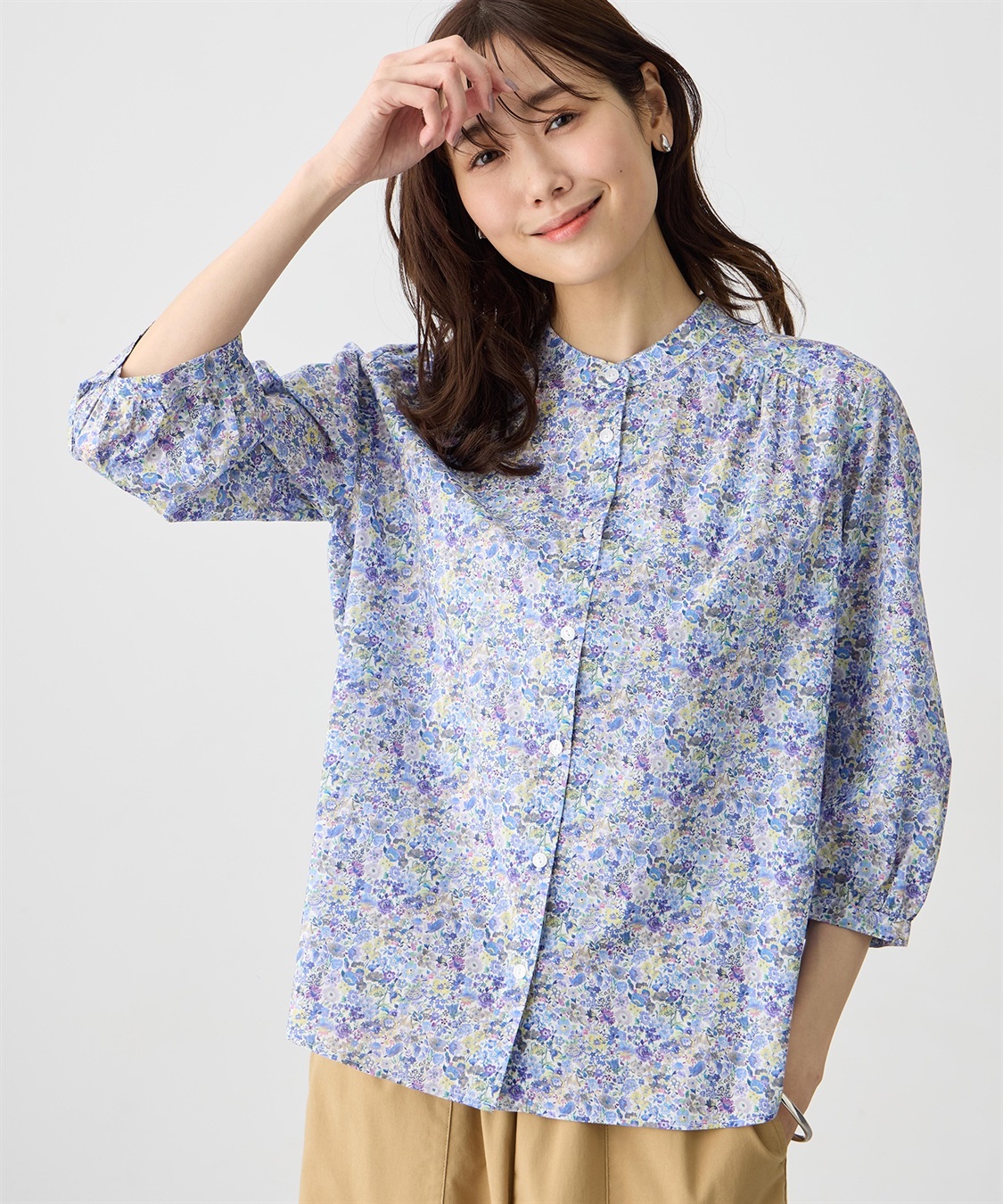 Petit Honfleur 【Liberty】リバティプリントスタンドカラーシャツ_variation_2