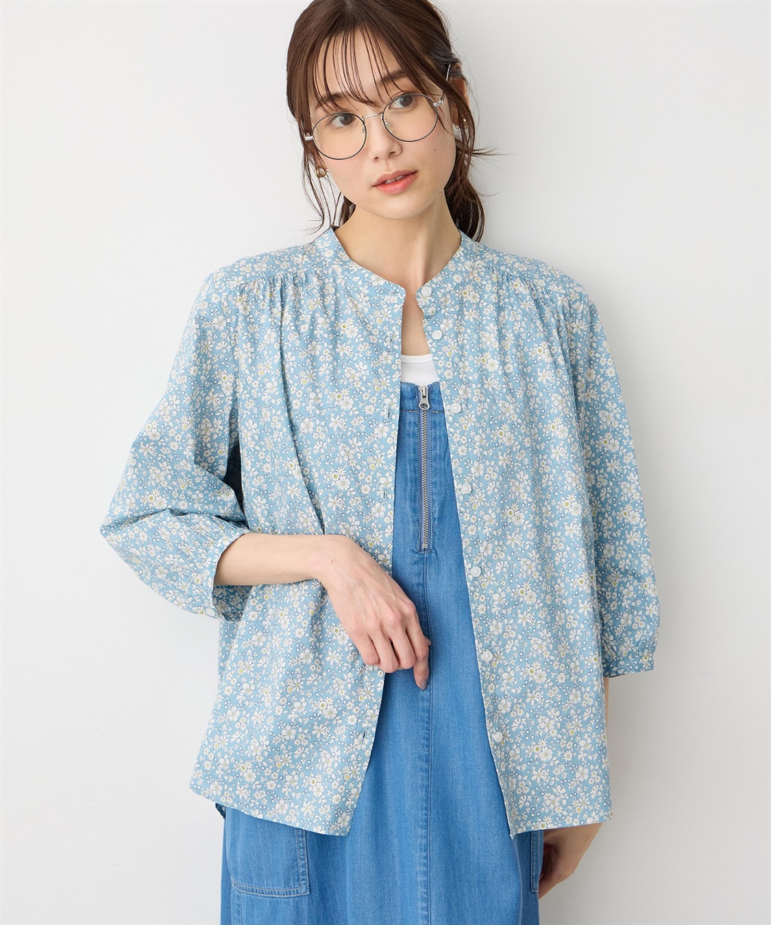 Petit Honfleur 【Liberty】リバティプリントスタンドカラーシャツ_variation_3