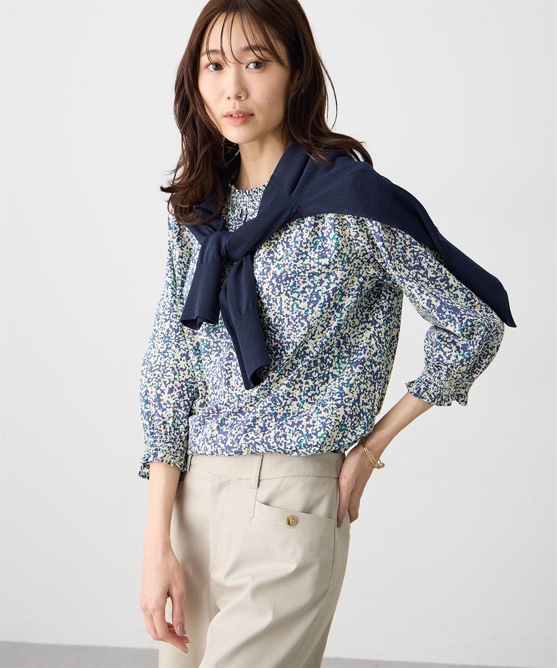 Petit Honfleur 【Liberty】リバティプリント衿フリルブラウス_main