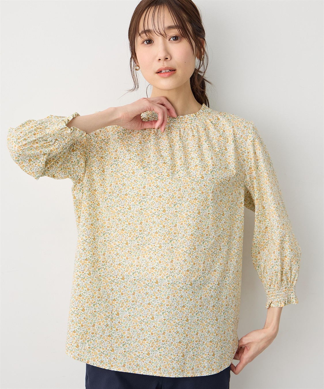 Petit Honfleur 【Liberty】リバティプリント衿フリルブラウス_variation_1
