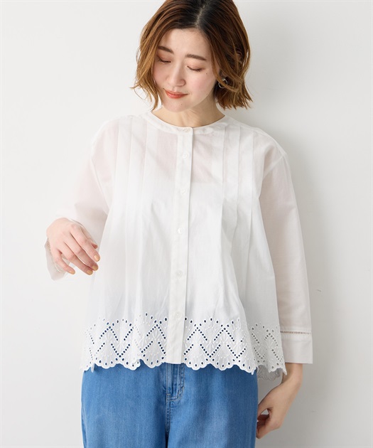スカラップレースブラウス