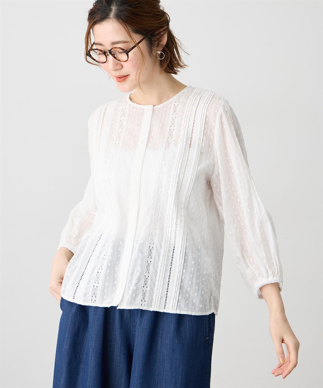 Petit Honfleur レースジャガードブラウス_main