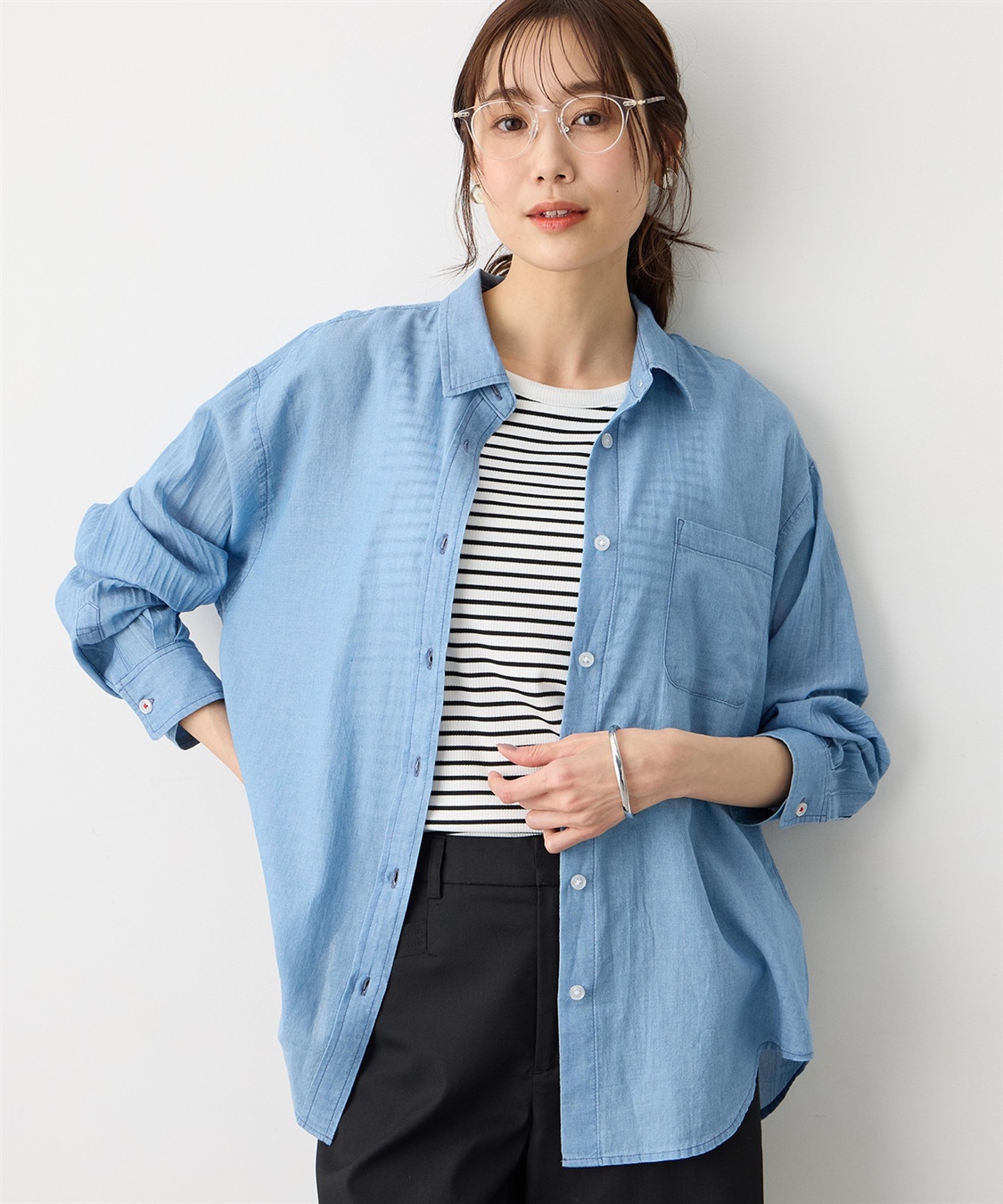 Petit Honfleur シアーデニムシャツ_main