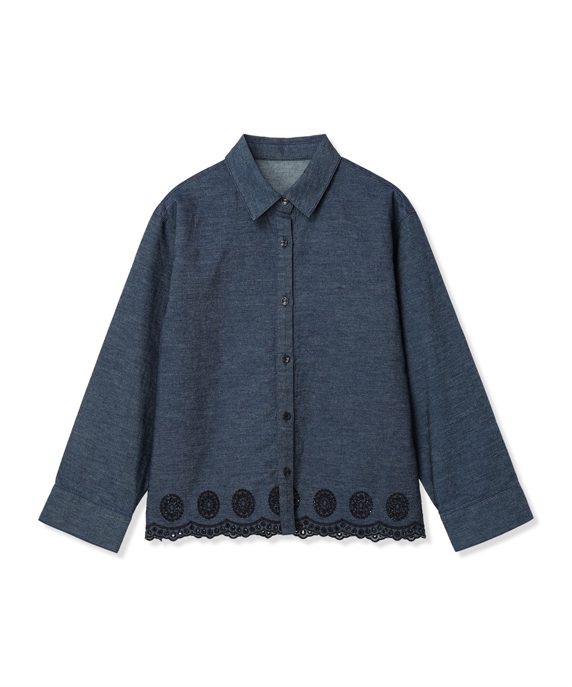Petit Honfleur スカラップ刺しゅうデニムブラウス_variation_2