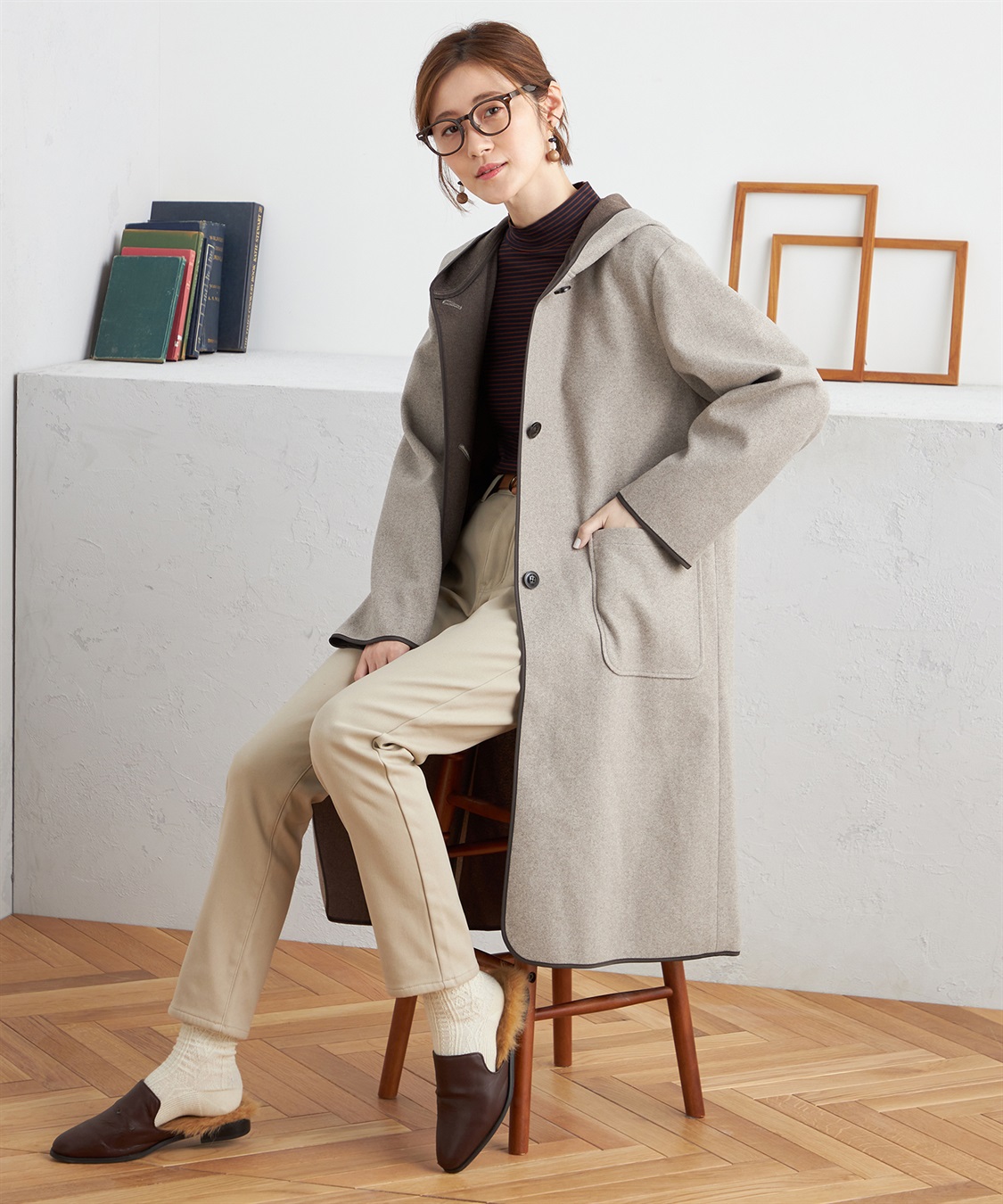 Petit Honfleur 裏フリースストレッチパンツ_main