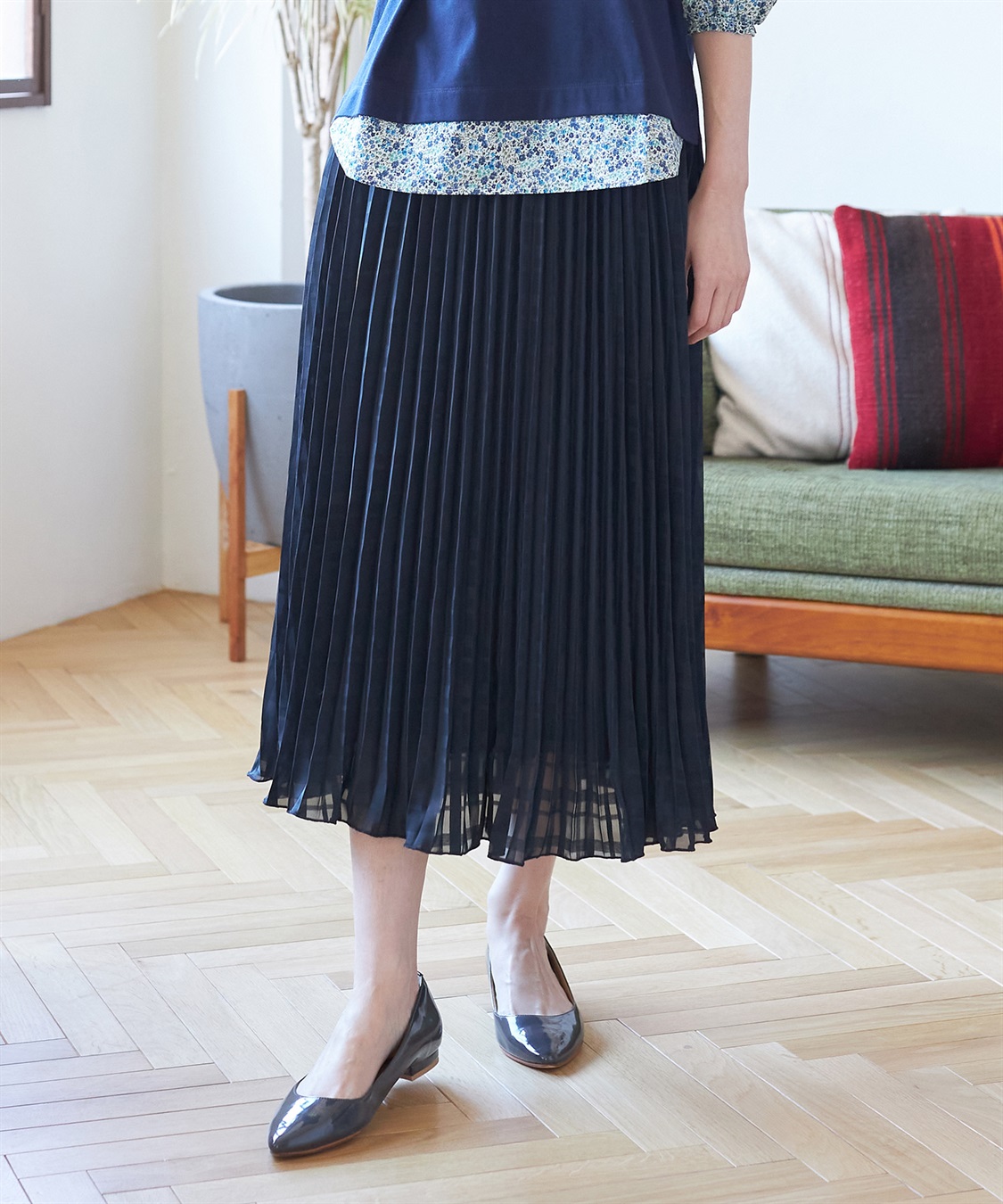 Petit Honfleur シャドーチェックプリーツスカート_main