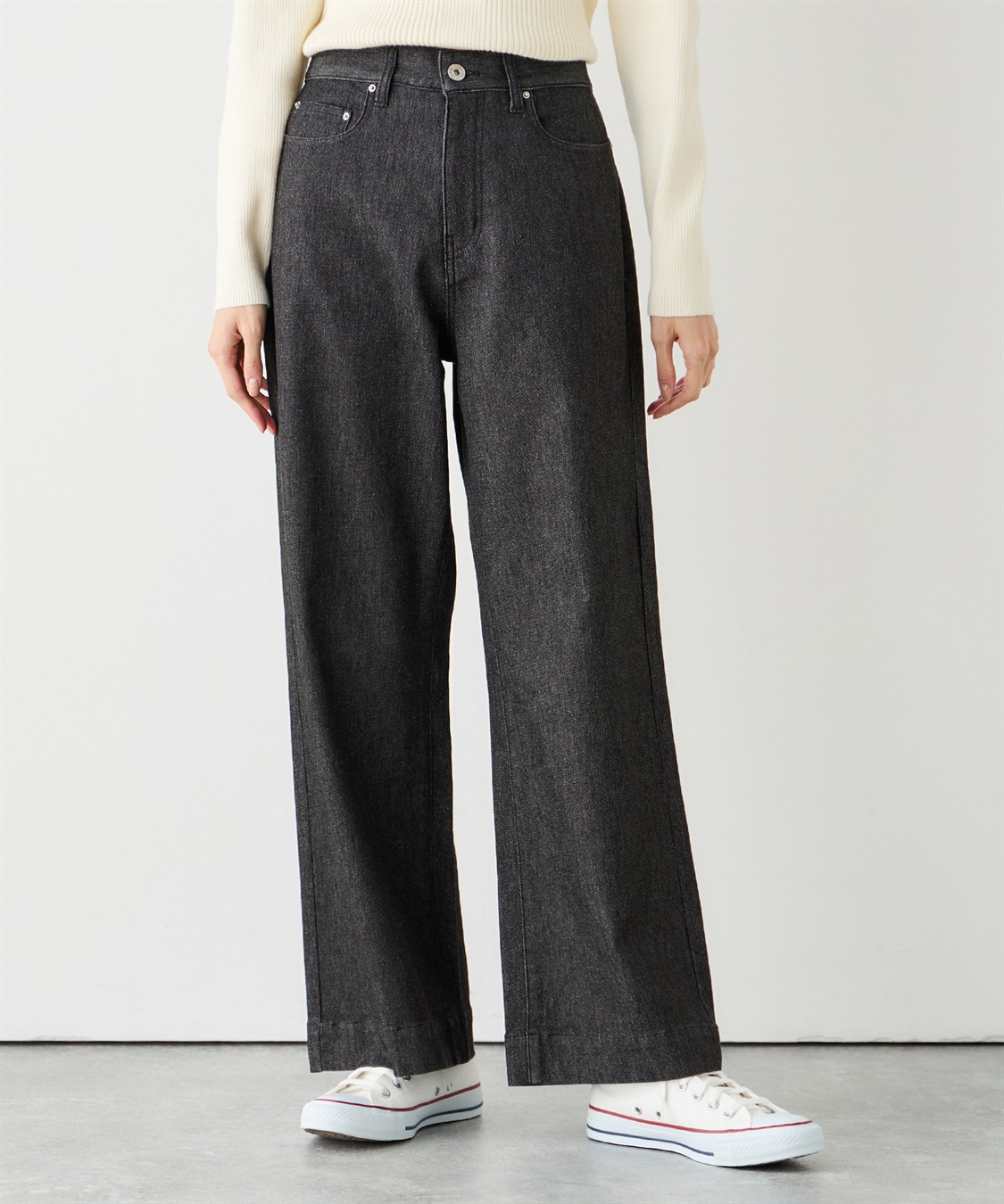 Petit Honfleur ラメ混バギーデニムパンツ_variation_1