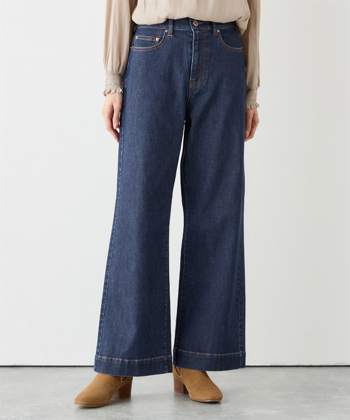 Petit Honfleur ラメ混バギーデニムパンツ_variation_2