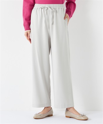 リラックスワイドパンツ【ウエストゴム】(グレー-M)