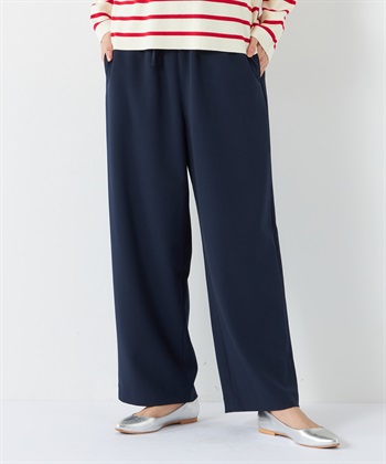 リラックスワイドパンツ【ウエストゴム】(ネイビー-M)