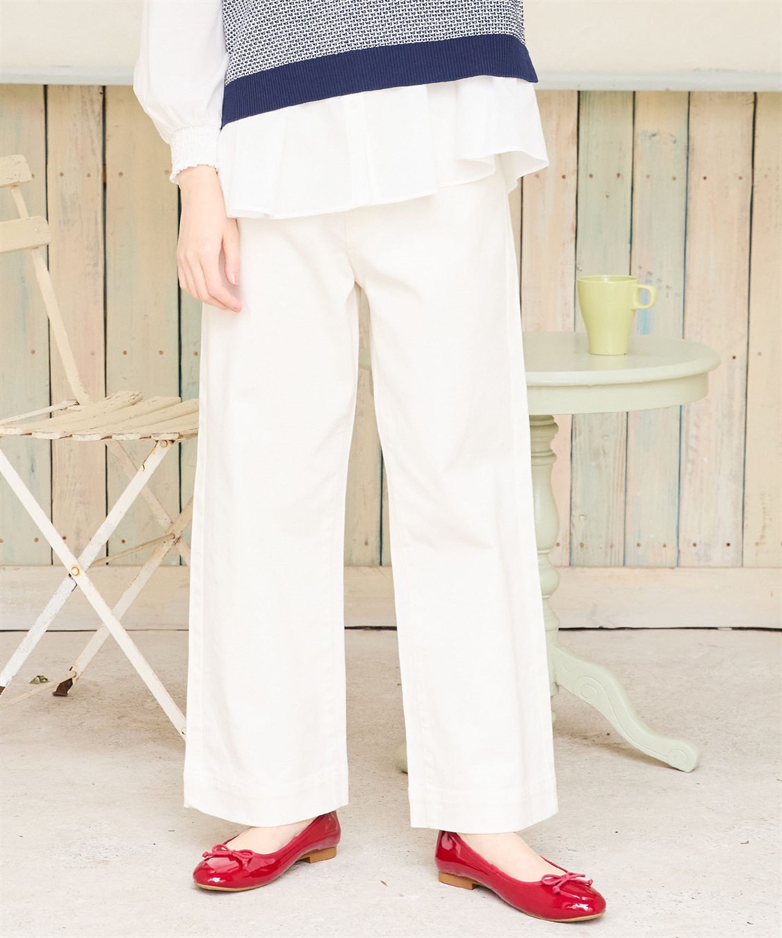 Petit Honfleur バギーホワイトデニムパンツ_main