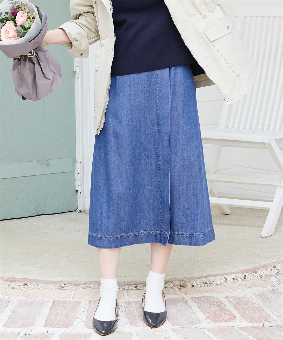 Petit Honfleur デニムフレアスカート_main