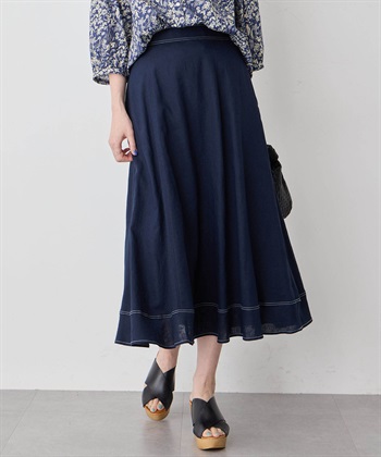 ストレッチフレアスカート(ネイビー-64cm)