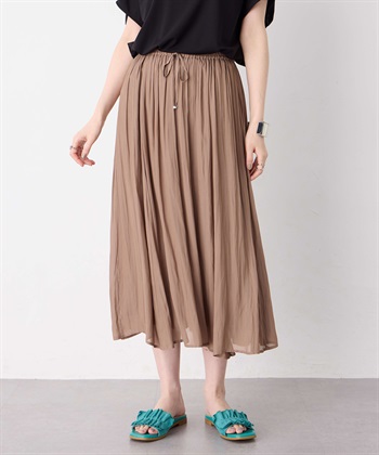 シアーギャザースカート(ブラウン-M)